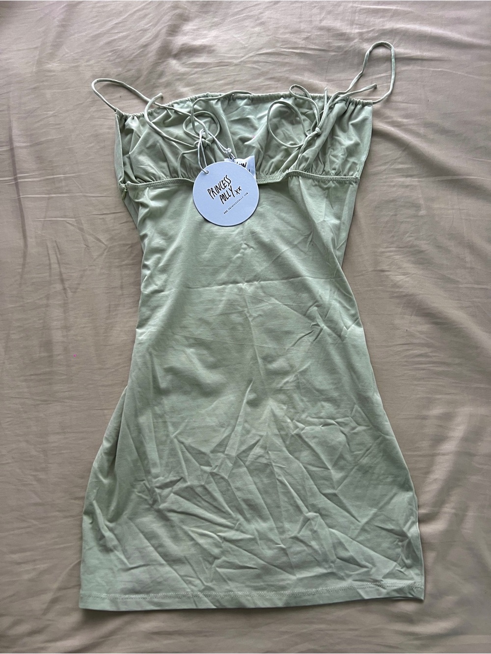 NEW Princess Polly Sage Mini Dress - Picture 2 of 5